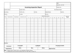 Date :
Report No.: ACT-IIR-
Incoming Inspection Report
Sample size :
Customer Name :
Supplier Name :
Raw Material Details
Ite