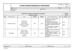 PLANO DE MONITORIZAÇÃO E PREVENÇÃO
Número
Página 
11
4 de 4
Obra:
Código: 
Dono da Obra: 
Fiscalização: 
Projectista: 
Elemen