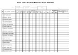 SF2 Daily Attendance Report Template | PDF