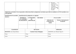  Reconoce 
la 
alimentación, 
forma de vestir, 
costumbres 
y 
fiestas de algunas 
provincias 
del 
Ecuador. 
 
Adaptaciones