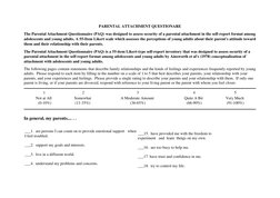 Parental Attachment Questionnaire (PAQ) | PDF | Self Report Study ...
