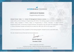 Python Programming Training Certificate | PDF