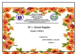 SF 1- School Register 
             
 
 
 
       (Grade 3-URIEL) 
 
Prepared by