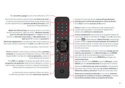 7
Para encender y apagar a la vez el decodificador y la TV
Vuelve a la pantalla o menú anterior.
Usa los botones numéricos pa