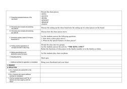C. Presenting examples/instances of the 
     new lesson  
Present the chess pieces.
-KING
-QUEEN 
-ROOK
-KNIGHT
-BISHOP
-PAW