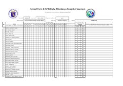 SF2 Daily Attendance Report 2017-2018 | PDF | Microsoft Excel | Learning