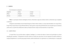 9 
 
3 CORPOS 
O ser humano é composto: 
Espírito 
Alma 
Corpo 
Nôus 
Psiquê 
Soma 
Divino 
Celeste 
Humano 
 
Nôus: é o pr