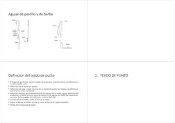 Agujas de pestillo y de barba
Definicion del tejido de punto 
• El tejido de punto por trama y tejido de punto por urdimbre c