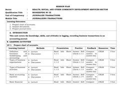 Bookkeeping Session Plan Bookkeeping NC III Session Plan | PDF | Bookkeeping | Lecture
