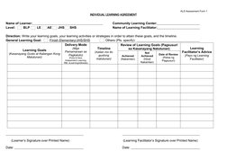 ALS Individual Learning Agreement Form | PDF | Psychological Concepts ...