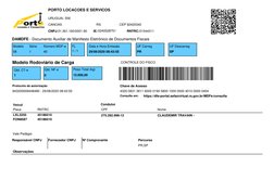 DAMDFE - Documento Auxiliar de Manifesto Eletrônico de Documentos Fiscais
Chave de Acesso
Protocolo de autorização
Modelo
Sér