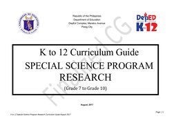 K to 12 Special Science Program Guide | PDF | Experiment | Statistics