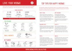 Love your worms
Worms are hard workers, processing your food ‘waste’ into nutrient rich plant 
food and soil conditioner.  He