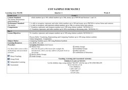 Grade 1 COT Math Lesson Plan | PDF | Numbers | Learning