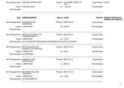 Item Equipamento: SISTEMA HIDRAULICO
Produto: ULTRAMO TURBO CT
10W
Capac/Quant: 125,00
Tarefa: TROCAR OLEO
hs: 1.000,00
Perio