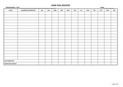 Hand Tool Inspection Register Template | PDF