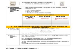 Ltia Form.pdf LTIA Performance Highlights Form 07 | PDF | Mediation | Justice