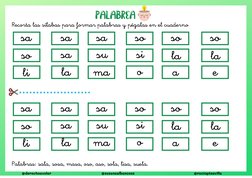 @derechoavolar
@rocioptsevilla
Recorta las sílabas para formar palabras y pégalas en el cuaderno
Palabras: sala, sosa, masa,