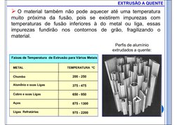  O material também não pode aquecer até uma temperatura
muito próxima da fusão, pois se existirem impurezas com
temperaturas