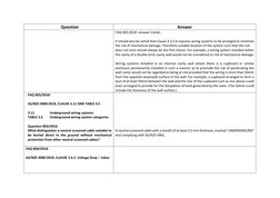 Question 
Answer 
FAQ 002:2018 –Answer Contd… 
 
It should also be noted that Clause 3.3.2.6 requires wiring systems to be ar