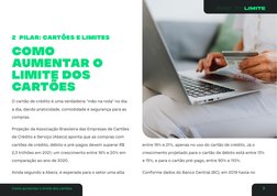 2º PILAR: CARTÕES E LIMITES 
COMO 
AUMENTAR O 
LIMITE DOS 
CARTÕES
O cartão de crédito é uma verdadeira “mão na roda” no dia