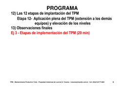 TPM – Mantenimiento Productivo Total – Propiedad intelectual de Lourival A. Tavares - l.tavares@mandic.com.br - Cel: (55)(21