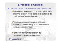 2.-Variables a Controlar
Distancia entre caras enfrentadas poste-carril
Es la distancia entre la cara del poste más 
Es la di