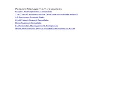 Project Management resources
Project Management Templates (https://www.stakeholdermap.com/project-templates/project-managemen