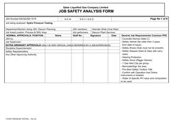Qatar Liquefied Gas Company Limited
 JOB SAFETY ANALYSIS FORM 
 JOB SAFETY ANALYSIS FORM 
JSA Number:DS/QG/SD-1019
 
 N E W