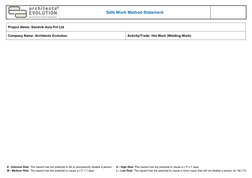 Safe Work Method Statement
Project Name: Sandvik Asia Pvt Ltd
Company Name: Architects Evolution