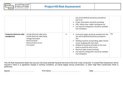 Project HS Risk Assessment
site and ELCB/RCCB should be provided on 
Sub D. B’s.

Proper illumination should be providing.
