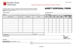 FORM FD14.0906 
Please refer to page 2 for physical disposal / collection instructions
THIS FORM IS USED TO DOCUMENT THE DISP