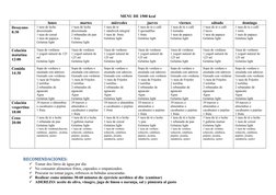 MENU DE 1500 kcal
lunes
martes
miércoles
jueves
viernes
sábado
domingo
Desayuno
8:30
1 taza de leche 
descremada
1 taza de ce