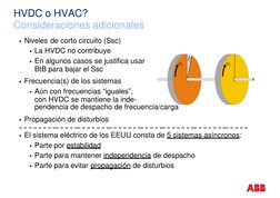 HVDC o HVAC?
Consideraciones adicionales
Niveles de corto circuito (Ssc)
La HVDC no contribuye
En algunos casos se justifi
