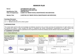 Driving NC II Session Plan Template | PDF | Human Resources | Human ...