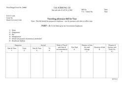 West Bengal Form No. 2446B 
T.R. FORM NO. 23 
[See sub-rule (2) of T.R. 4.104] 
 
Bill No.  
                              Da