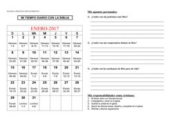 IGLESIA CRISTIANA RENACIMIENTO
MI TIEMPO DIARIO CON LA BIBLIA
ENERO-2017
D
L
MA
MI
J
V
S
1
Génesis
1-4
2
Génesis
5-7
3
Génesi