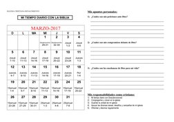 IGLESIA CRISTIANA RENACIMIENTO
MI TIEMPO DIARIO CON LA BIBLIA
MARZO-2017
D
L
MA
MI
J
V
S
1
Deuteronomio
29-31
2
Deuteronomio