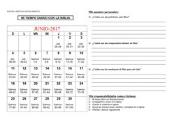 IGLESIA CRISTIANA RENACIMIENTO
MI TIEMPO DIARIO CON LA BIBLIA
JUNIO-2017
D
L
MA
MI
J
V
S
1
Job
26-28
2
Job
29-31
3
Job
32-35