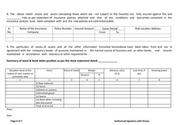 8. The  above noted  stocks and  assets (excepting those which are  not subject to fire hazards) are  fully insured against f