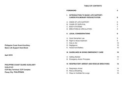 Philippine Coast Guard Auxiliary 
Basic Life Support Hand Book
April 2018
PHILIPPINE COAST GUARD AUXILIARY
Units 8 & 9
CCP Ba