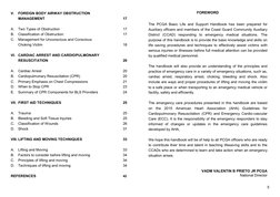 5
V.
FOREIGN BODY AIRWAY OBSTRUCTION 
MANAGEMENT
17
A.  Two Types of Obstruction
17
B.  Classification of Obstruction
17
C.
M