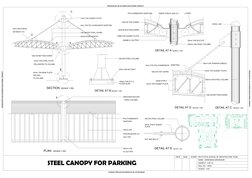 A
B
D
C
SECTION  (SCALE 1:50)
TO COLUMN
WELDED
20mm THK BASE PLATE 
PIN-JOINTED TO COLUMN
12mm THK STEEL PLATE 
@1200mm C/C
1