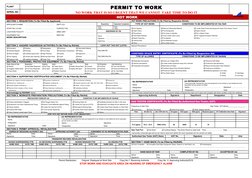 PLANT
PERMIT TO WORK
NO WORK THAT IS SO URGENT THAT WE CANNOT  TAKE TIME TO DO IT
SERIAL NO.
HOT WORK
SECTION 1: REQUISITION