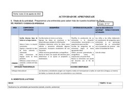 ACTIVIDAD DE APRENDIZAJE
I.  Título de la actividad:  Preparamos una entrevista para