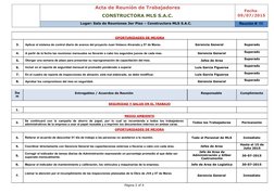 Acta de Reunión de Trabajadores
CONSTRUCTORA MLS S.A.C.
Fecha:
09/07/2015
Lugar: Sala de Reuniones 3er Piso – Constructora ML