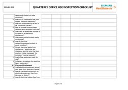 Quarterly Office HSE Inspection Checklist | PDF | Electrical Connector ...