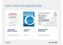 ESTE CURSO FOI BASEADO EM: 
THE STARTUP  
OWNER’S MANUAL 
_ 
 
Steve Blank e Bob Dorf 
A STARTUP 
ENXUTA 
_ 
 
Eric Ries 
BUS