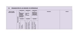 VII.
ORGANIZACIÓN DE LAS UNIDADES DE APRENDIZAJE
Título de la unidad/
Situación significativa
Número de semanas
COMPETENCIA