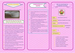 Envase estéril de boca ancha y hermético. 
 
 
 
 
 
 
 
 
 
 
 
 Preferentemente, la toma de muestra de 
esputo de